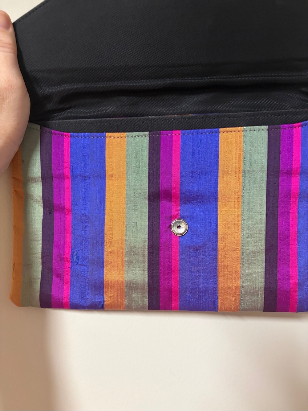 Vintage Y2K Multicolor Woven Envelope Shoulder Bag Clutch Bag Thai Stripes EUC - Picture 2 of 10